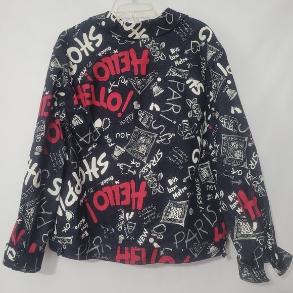 Cactus Flower Graffiti Button Down Jacket Size XL - Picture 5 of 6